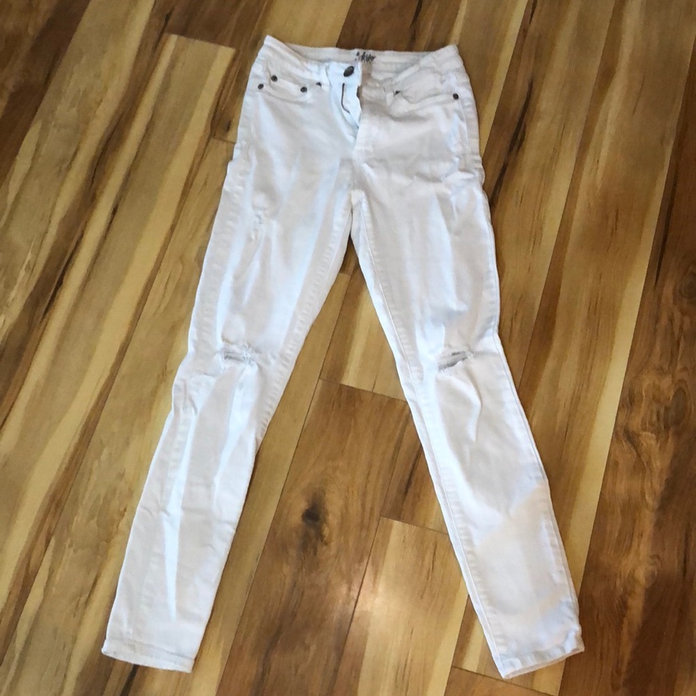 White Distressed Skinny Jeans